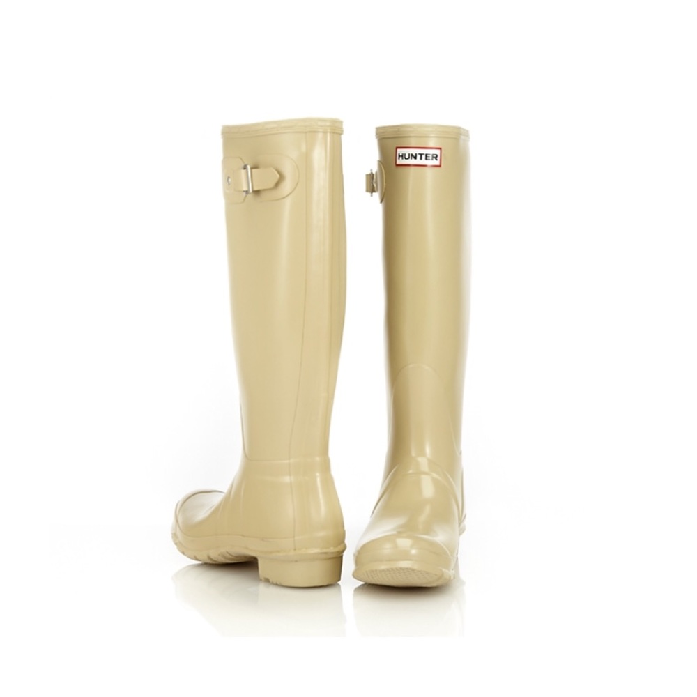 Cream Tall Glossy Hunter Rain Boots